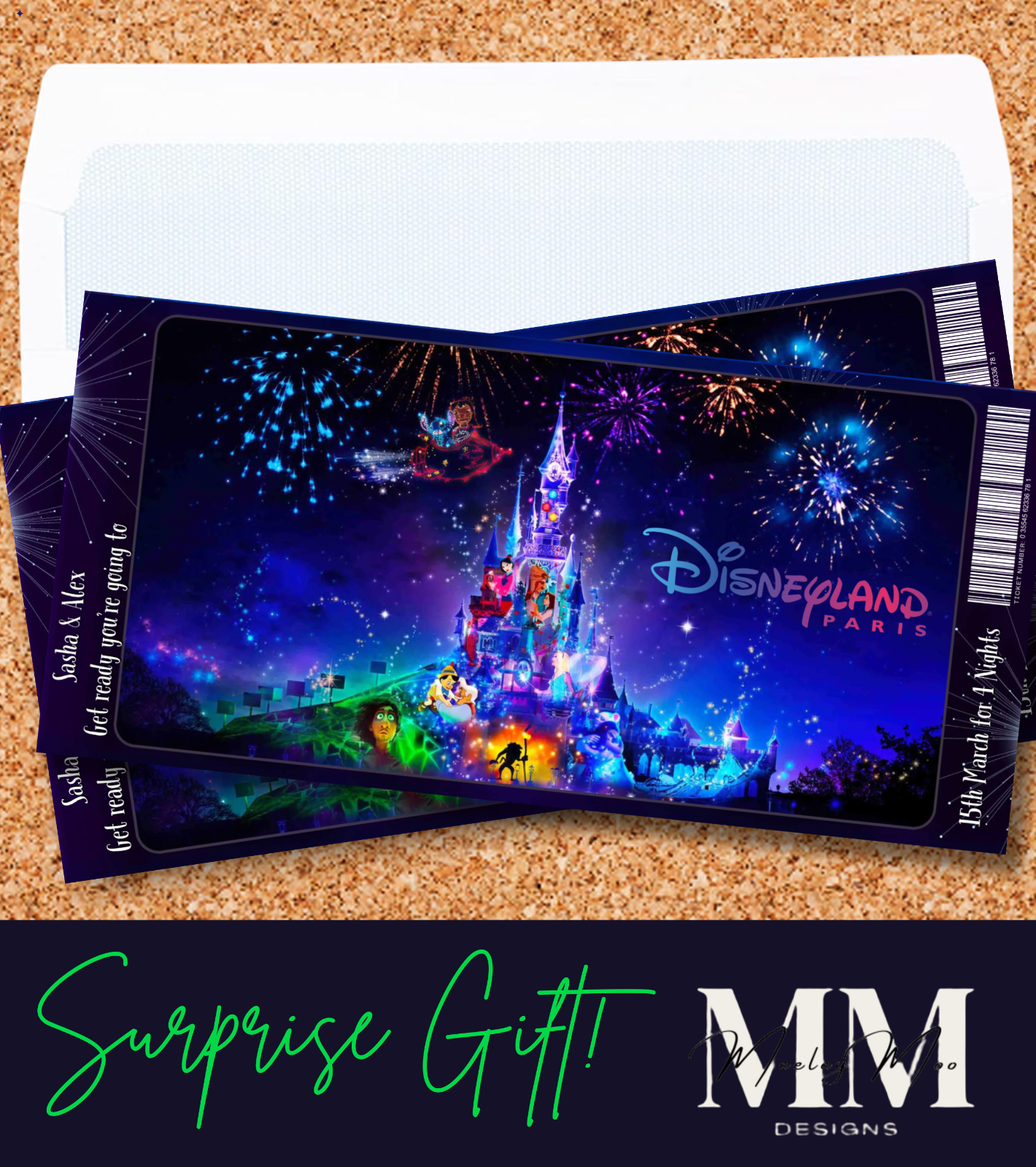 Disneyland Surprise Ticket Personalise Birthday Gift Reveal Holiday Disney Magic