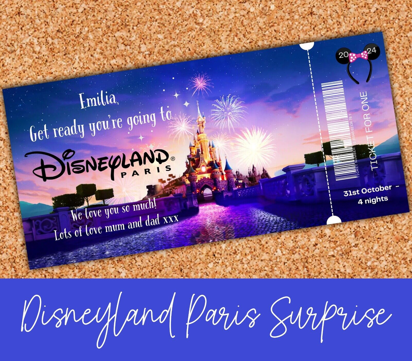 Disneyland Surprise Ticket Personalised Birthday Gift Reveal Holiday Disney