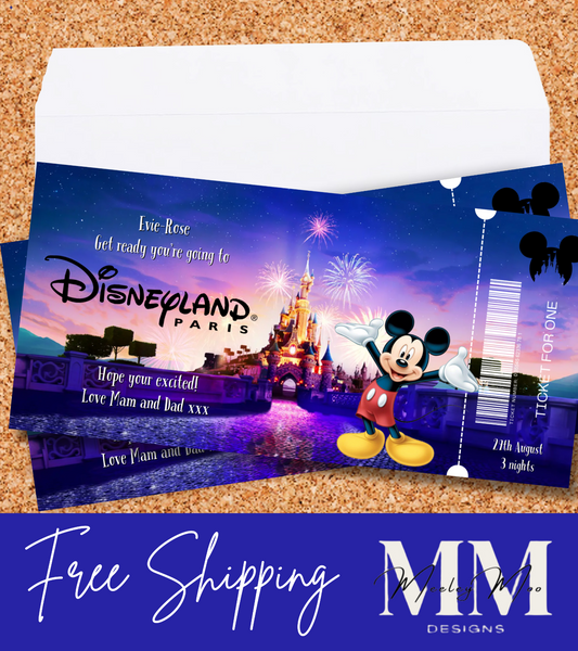 Disneyland Surprise Ticket Custom Birthday Gift Reveal Holiday Disney Keepsake