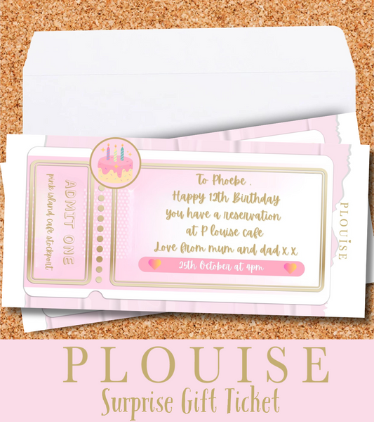 Personalised P Louise Pink Island Cafe Birthday Surprise Ticket Gift Voucher