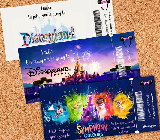 Disneyland Surprise Ticket Personalised Birthday Gift Reveal Holiday Disney