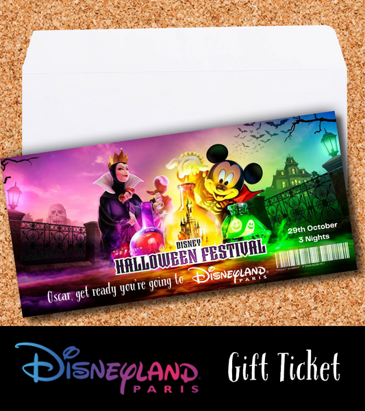 Disneyland Surprise Ticket Personalised Halloween Birthday Gift Reveal Disney