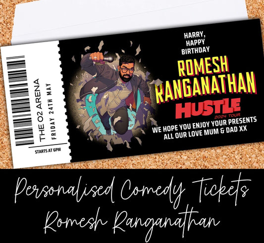 Romesh Personalised Birthday Surprise Event Comedy Night Comedian Ticket Voucher Gift