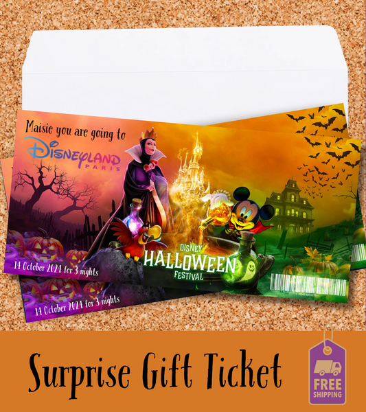 Disneyland Halloween Surprise Ticket Personalised Birthday Gift Reveal Disney