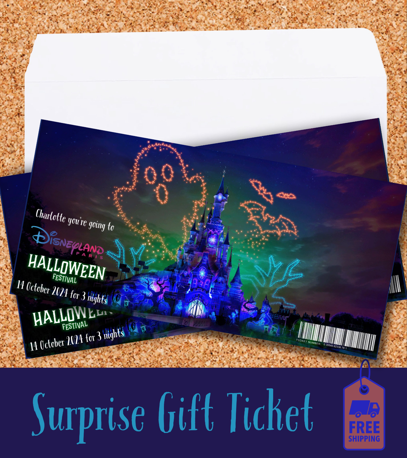 Disneyland Halloween Surprise Ticket Personalised Birthday Gift Reveal Disney