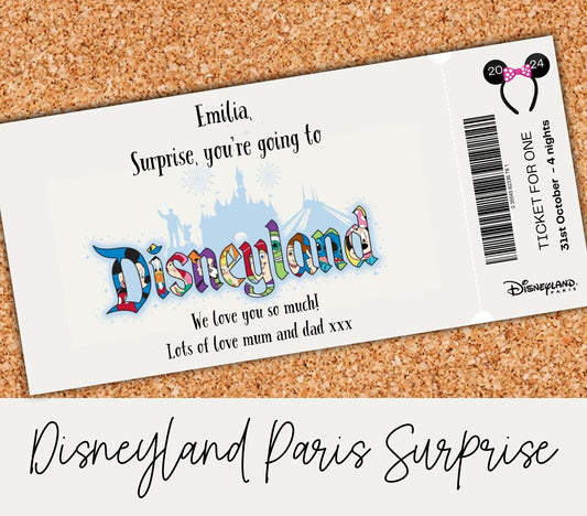 Disneyland Surprise Ticket Personalised Birthday Gift Reveal Holiday Disney Paris